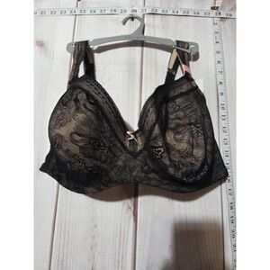 Cacique Bra Womens 42DD Black Nude Lace Lightly Lined Balconette Underwire‎